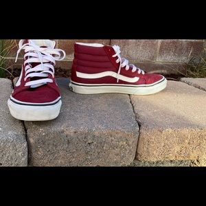 Maroon vans high tops